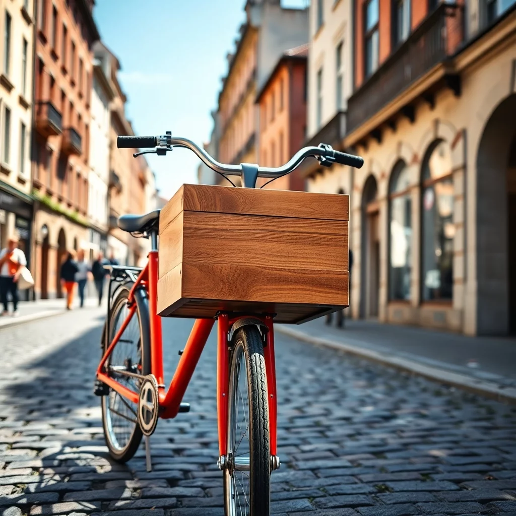 Modernes Lastenrad auf Kopfsteinpflasterstraße