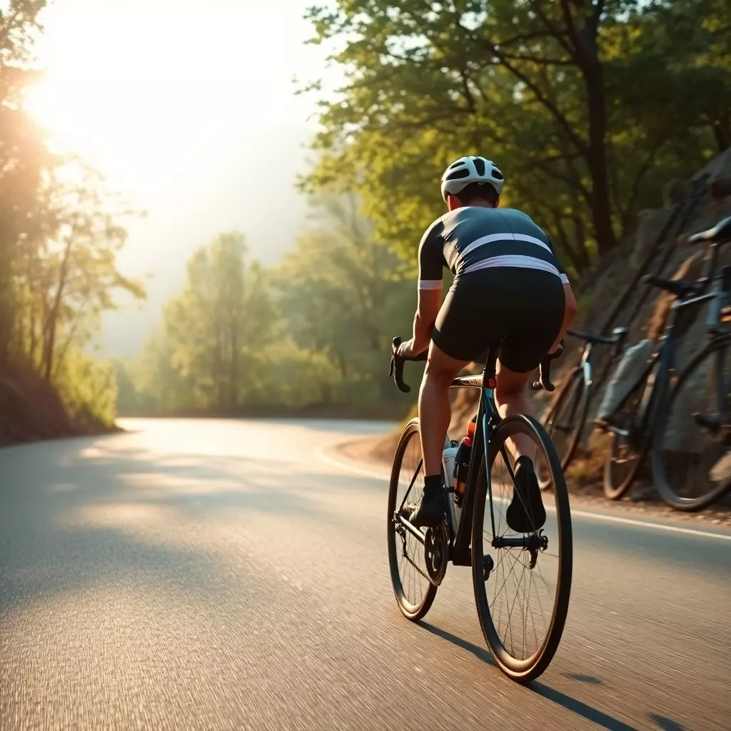 Rennradfahrer in den Bergen