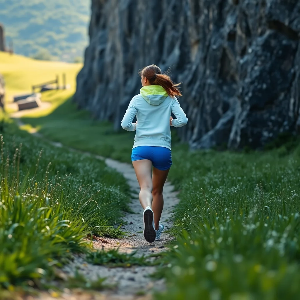 Jogging auf dem Wiesenpfad