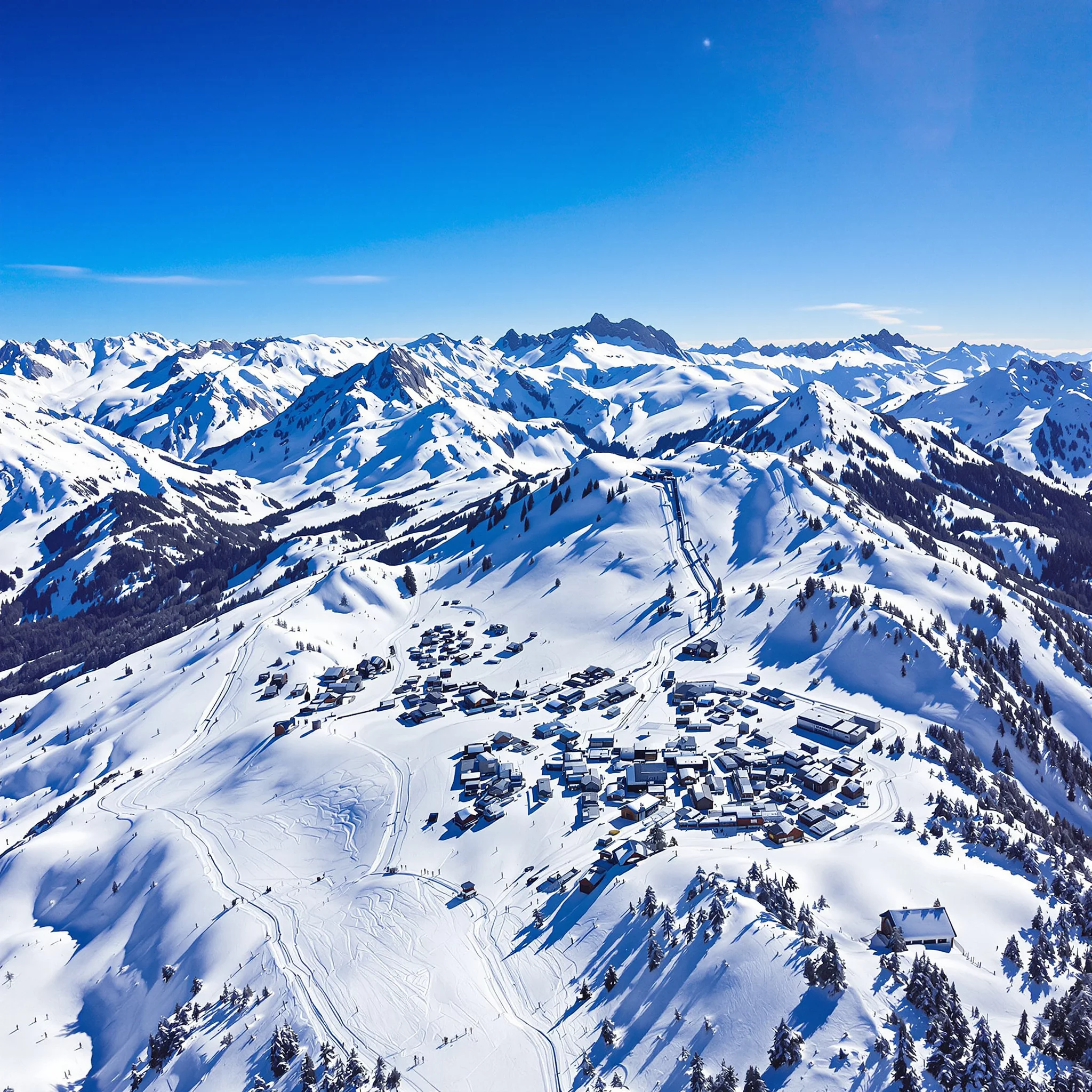 Vogelperspektive Zauchensee Skigebiet im Winter