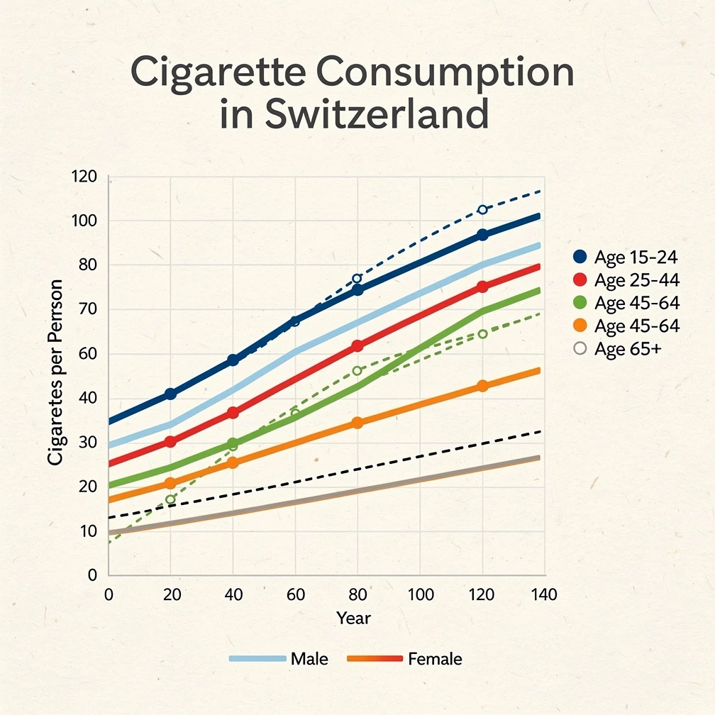Tabakkonsum Schweiz 2022: Zigaretten pro Tag & Trends