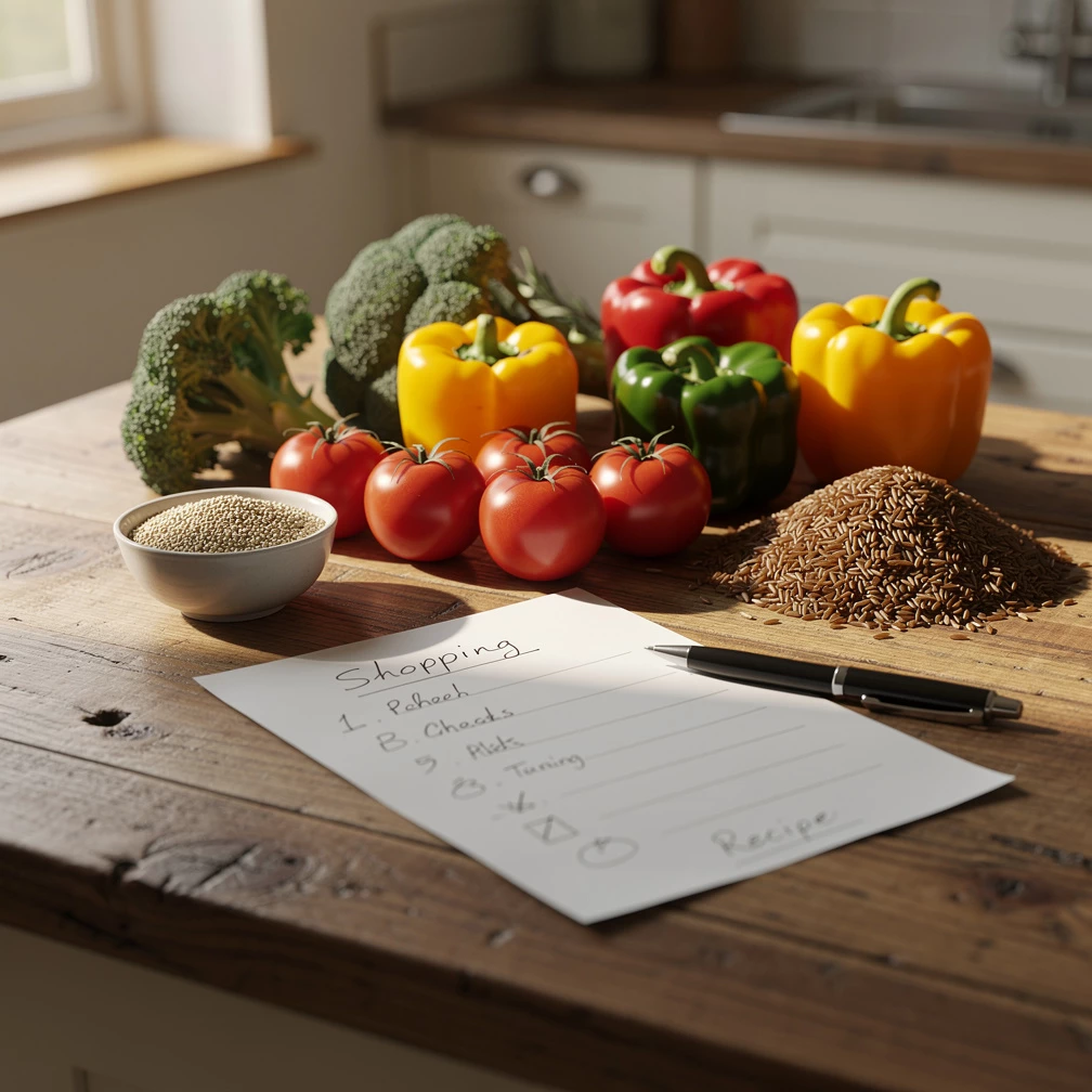 Gesunde Ernährung ohne Stress: Einkaufsliste & Grundrezepte System