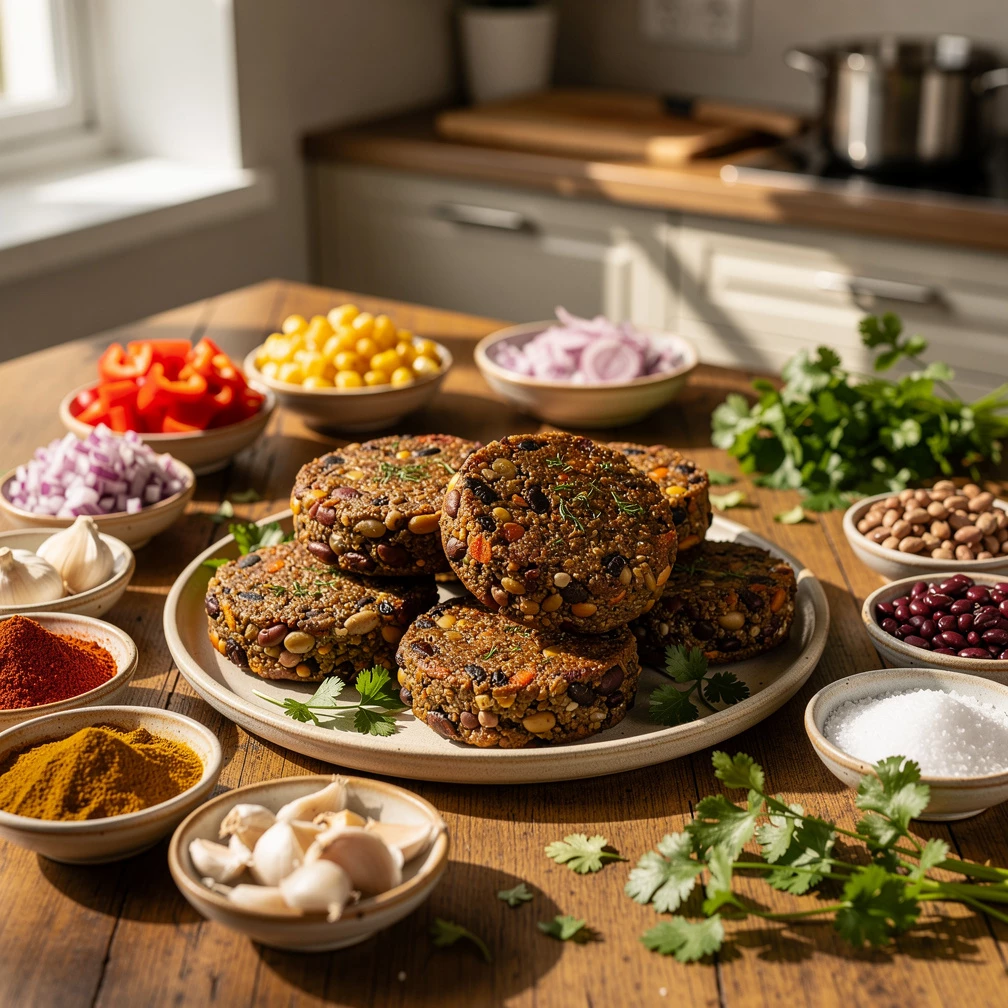 Vegane Burger-Patties aus Bohnen: Saftige Bratlinge Rezept