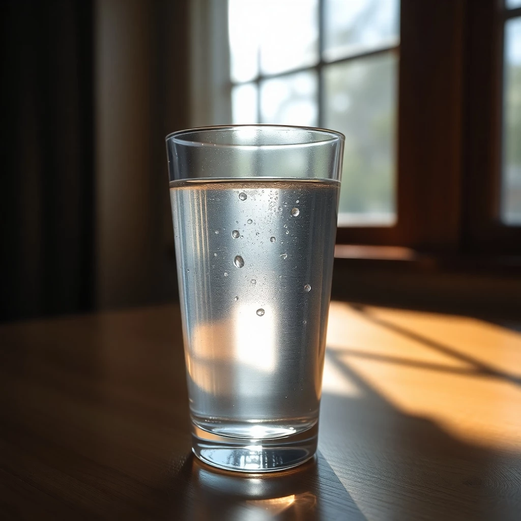 Wasserglas im Sonnenlicht