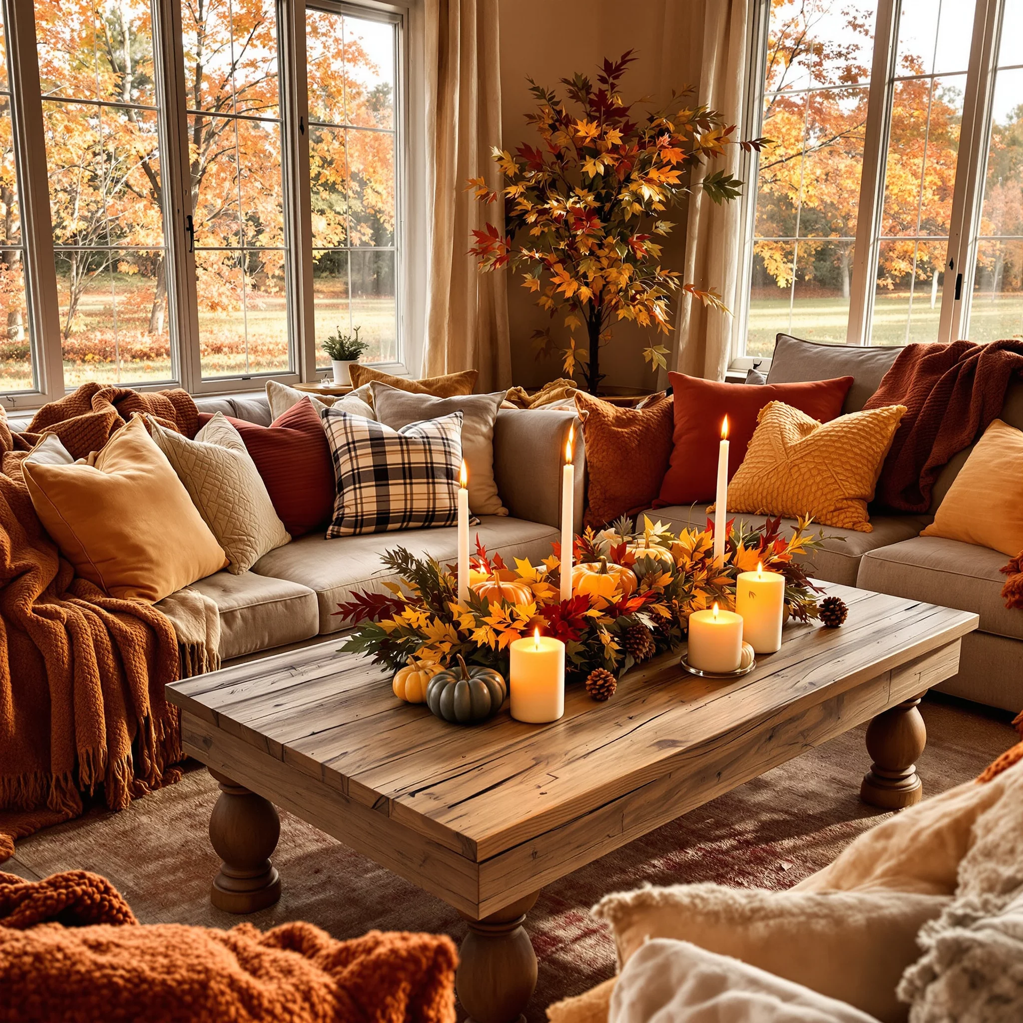 Mini Makeover – Wohnzimmer Herbstzauber: Farbtrends, Textilien & Lichterketten für wenig Geld