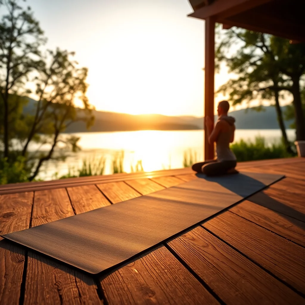 Yoga bei Sonnenaufgang am See