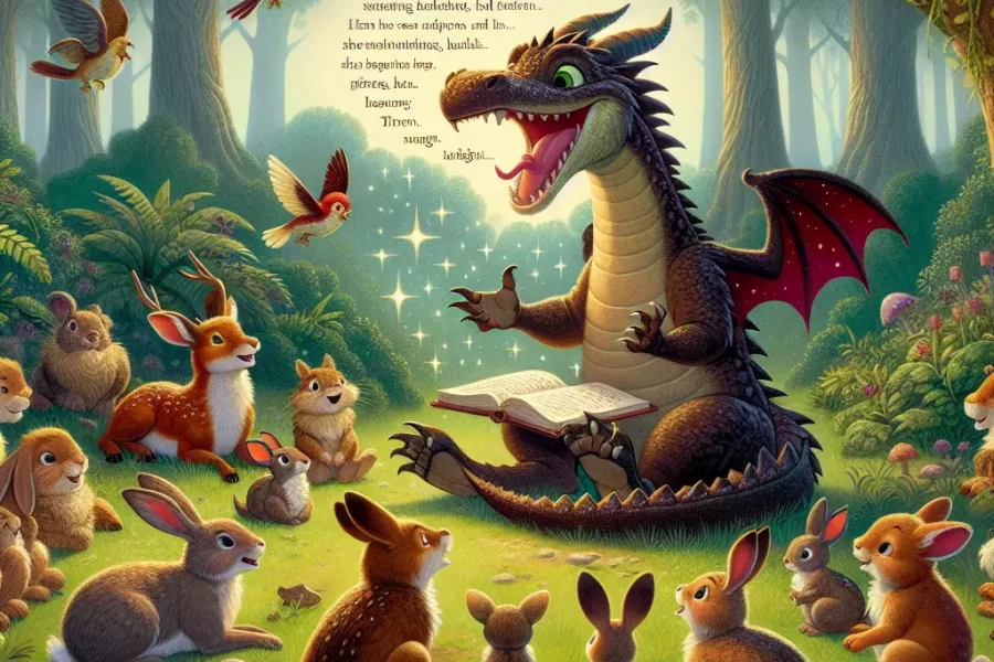 Der Drache Zack Zack hilft den Waldbewohnern