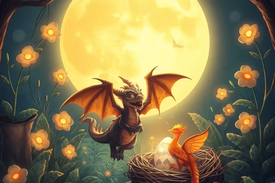 Ein gemütlicher Abend mit Drache Zack Zack an der Feuerstelle
