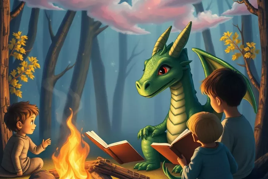 Ein gemütlicher Abend mit Drache Zack Zack an der Feuerstelle