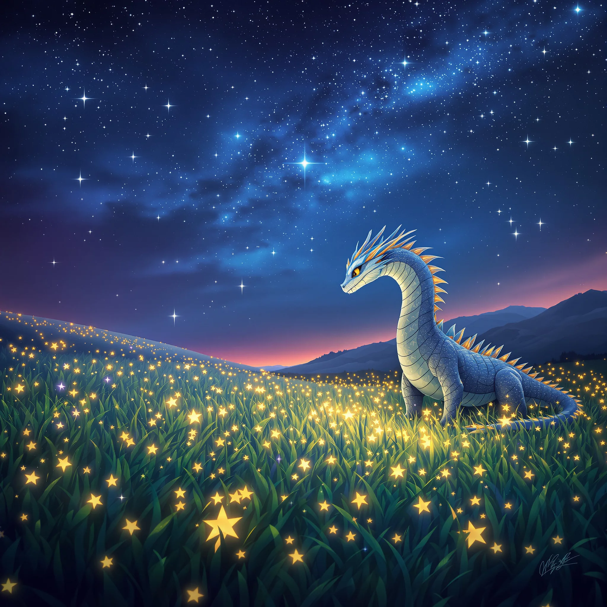 Der Drache Zack Zack besucht die glitzernde Sternenwiese