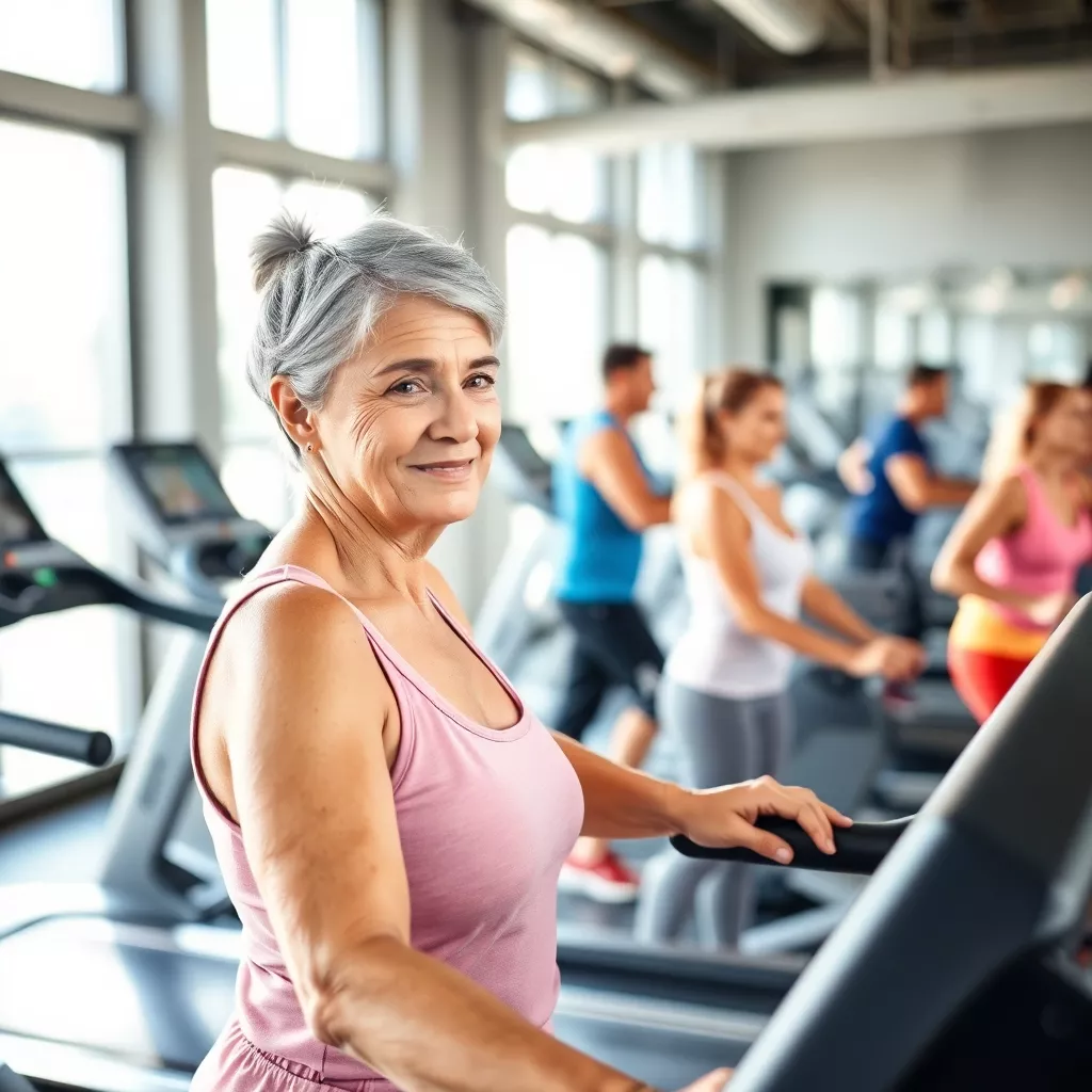 Ältere Frau im Fitnessstudio