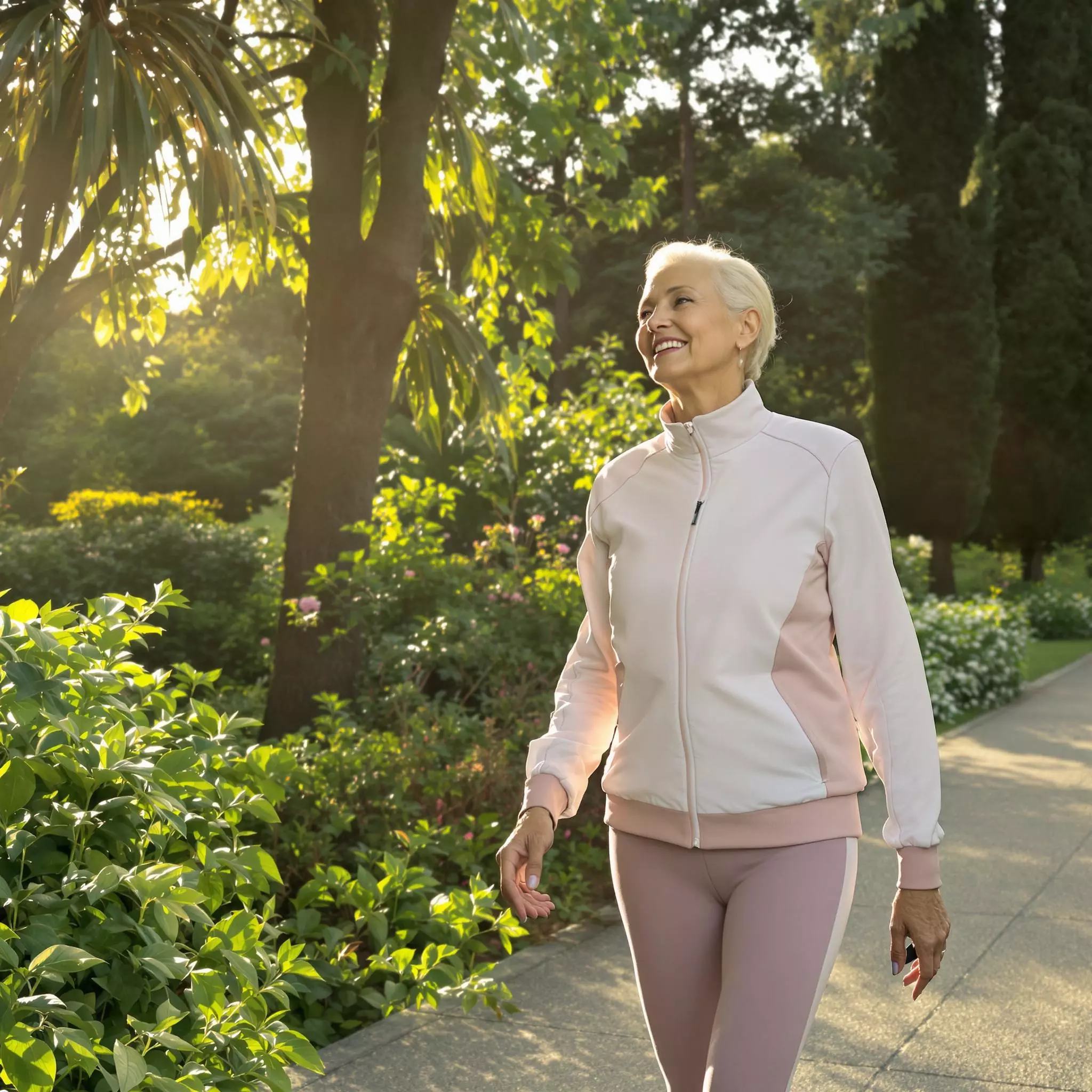 Ältere Frau im modischen Sportoutfit