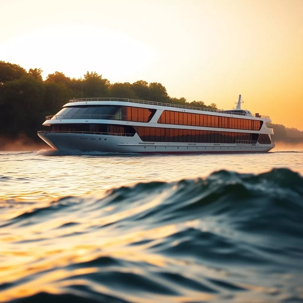 Ein Flusskreuzfahrtschiff. 