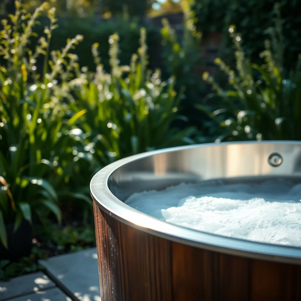Eisbad mit Edelstahlwanne in Holzoptik