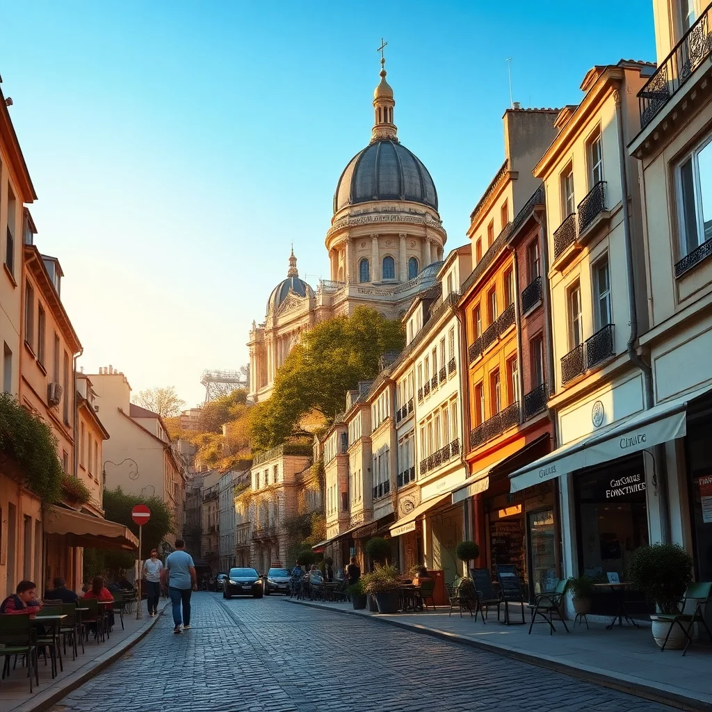 Erstelle ein Bild vom Montmatre.  charmanten Straßen, die Basilika