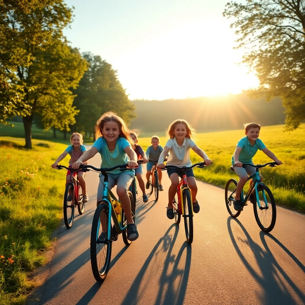 kinder die fahrrad fahren auf fahrrad tour