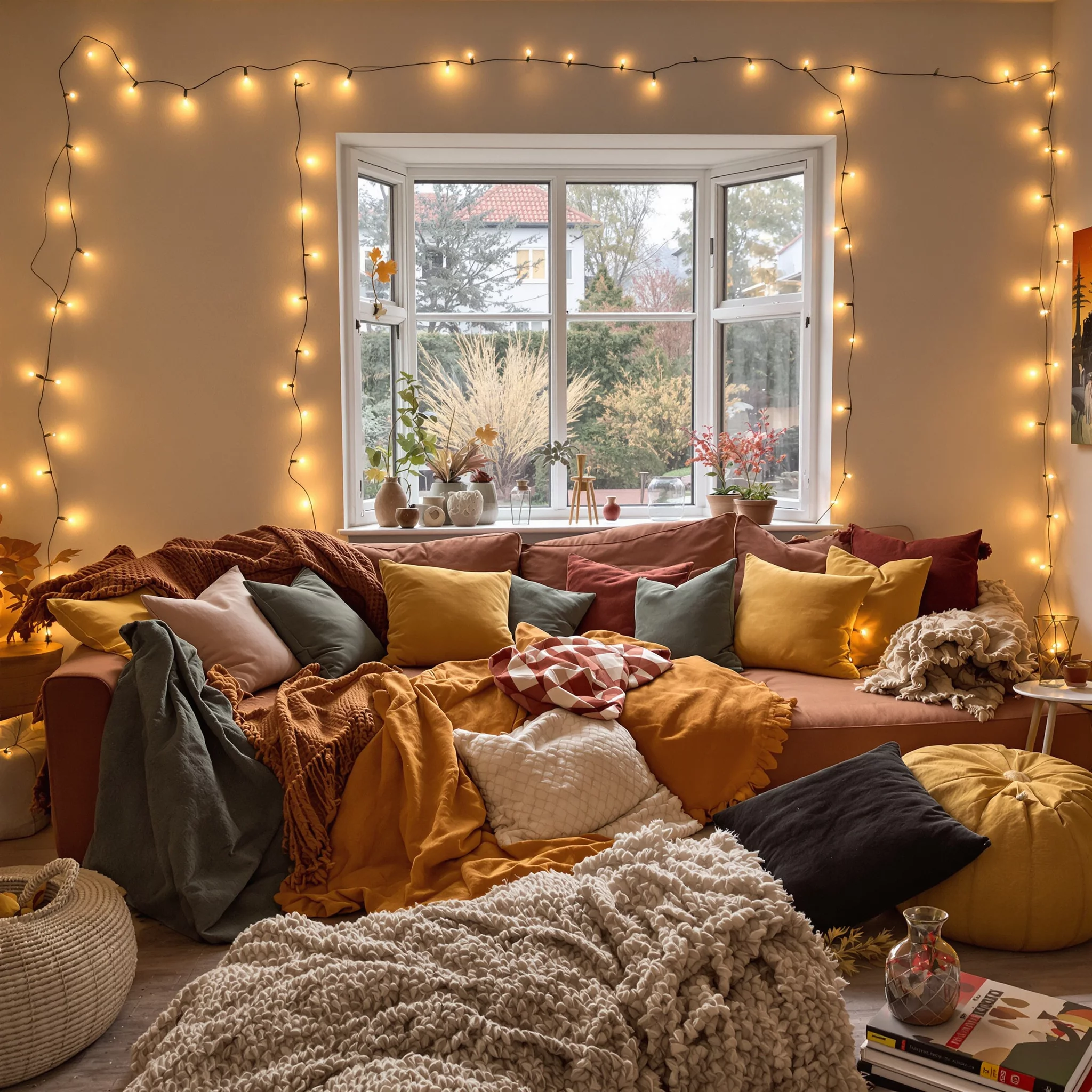 Mini Makeover – Wohnzimmer Herbstzauber: Farbtrends, Textilien & Lichterketten