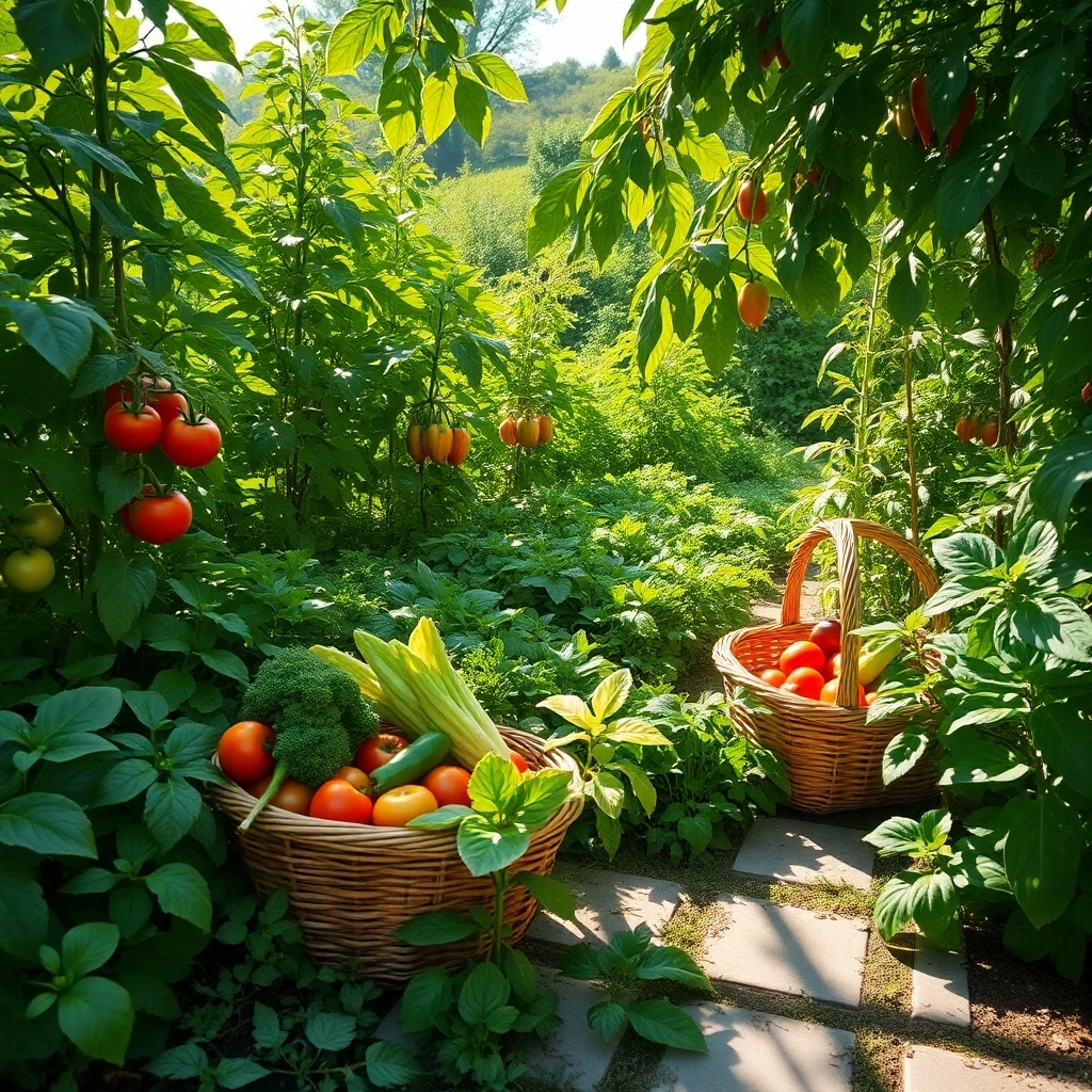Veganer Garten am Morgen