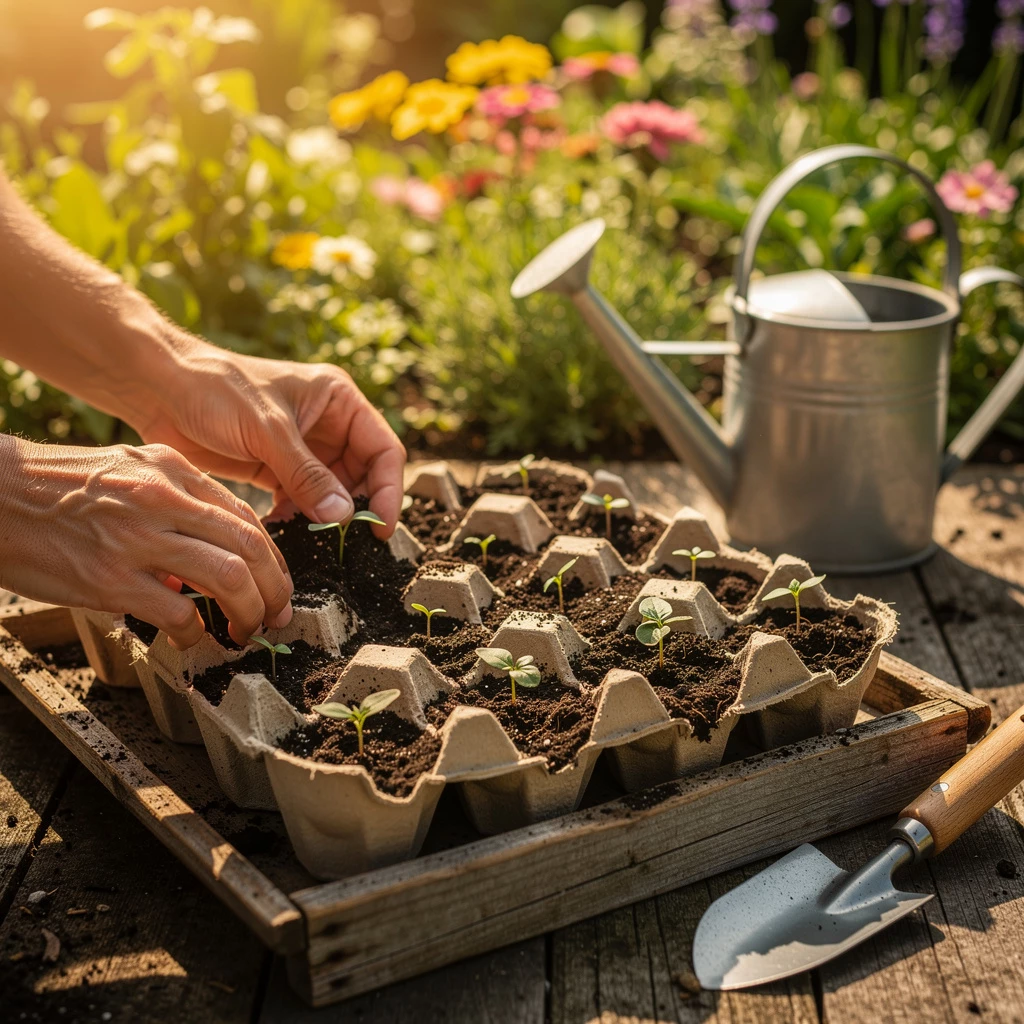 Frühstart im Garten – DIY mit Anzuchtschalen, Kräuterbox & Samenetiketten