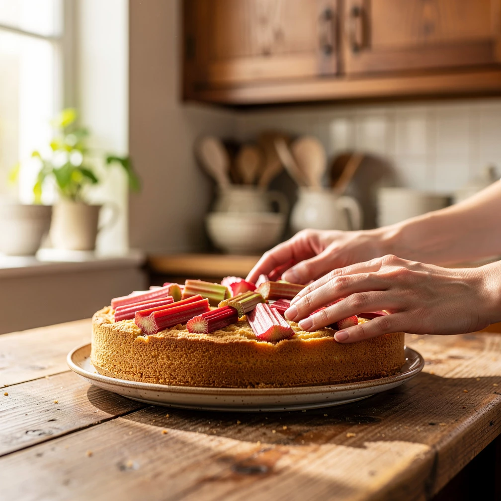 Do it yourself: Einfacher Rhabarberkuchen mit Streusel aus der Springform