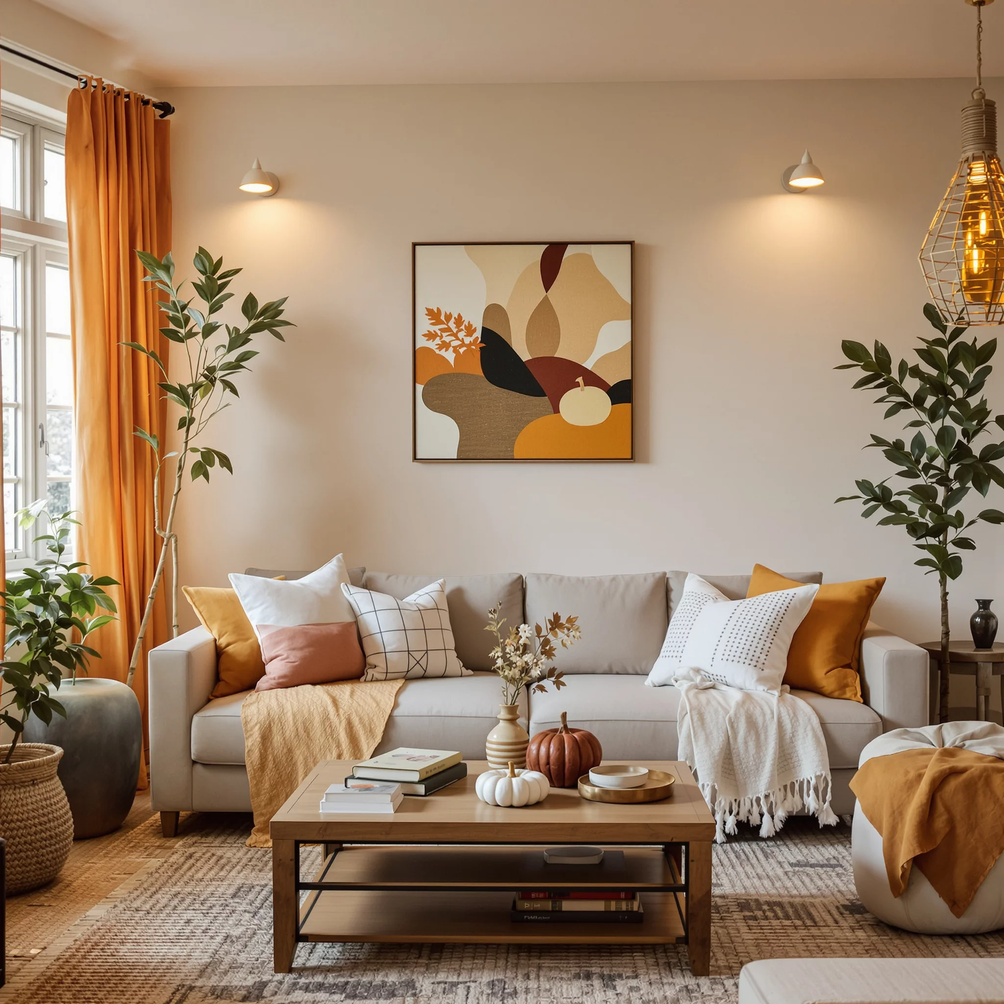 Mini Makeover - Wohnzimmer Herbstzauber: Farbtrends, Textilien & Lichterketten für wenig Geld