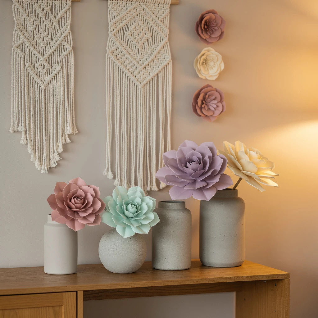 Kreativ starten – DIY mit Makramee-Wandhänger, Papierblumen & Betonvasen