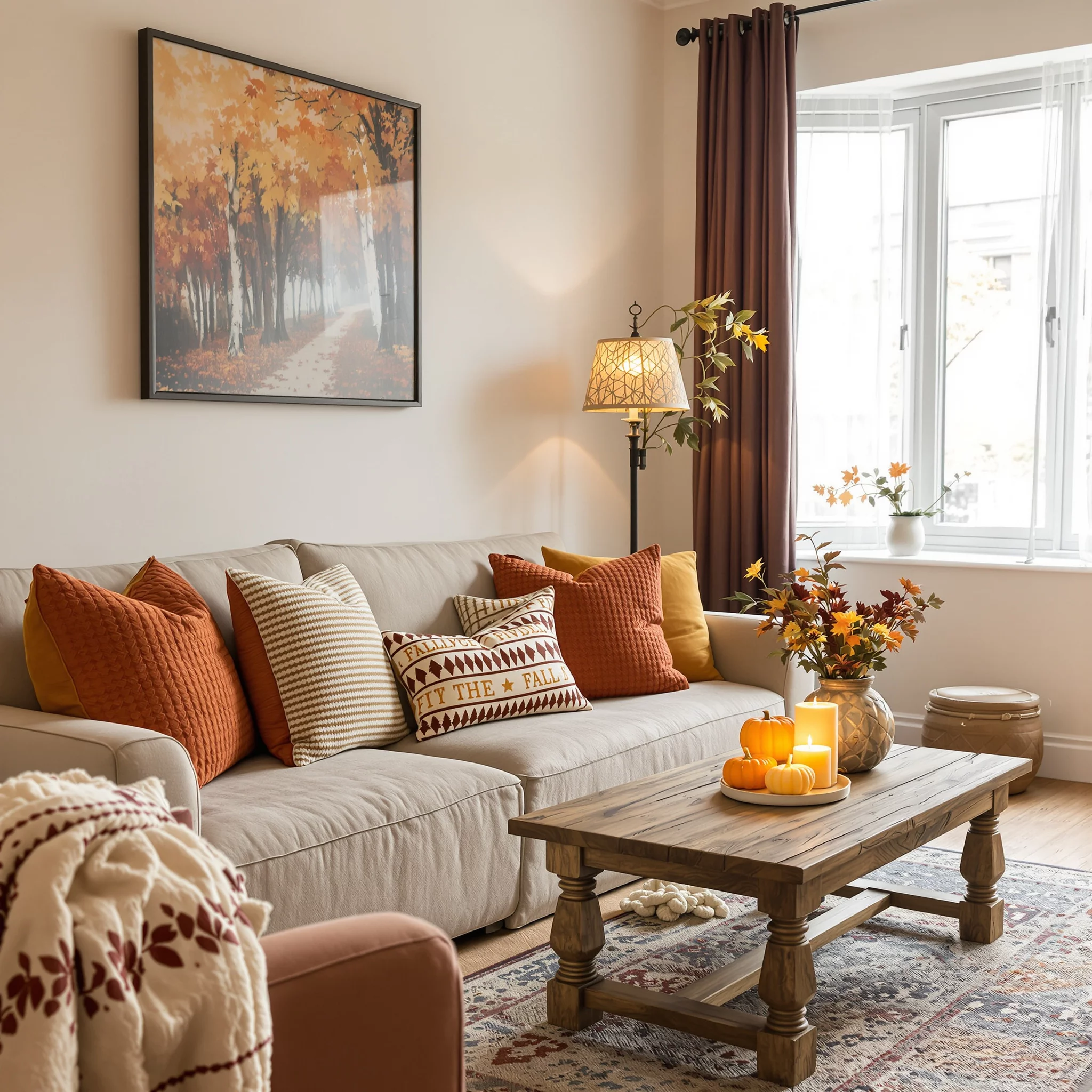 Mini Makeover - Wohnzimmer Herbstzauber: Farbtrends, Textilien & Lichterketten für wenig Geld