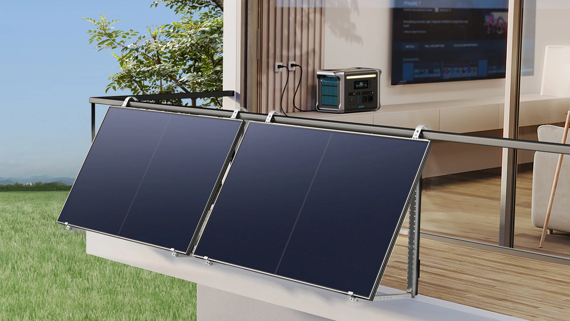 Das Anker SOLIX Balkonkraftwerk kombiniert Solarmodule mit einer tragbaren Powerstation und richtet sich an Nutzer, die Wert auf flexible Stromversorgung legen. (© Anker)