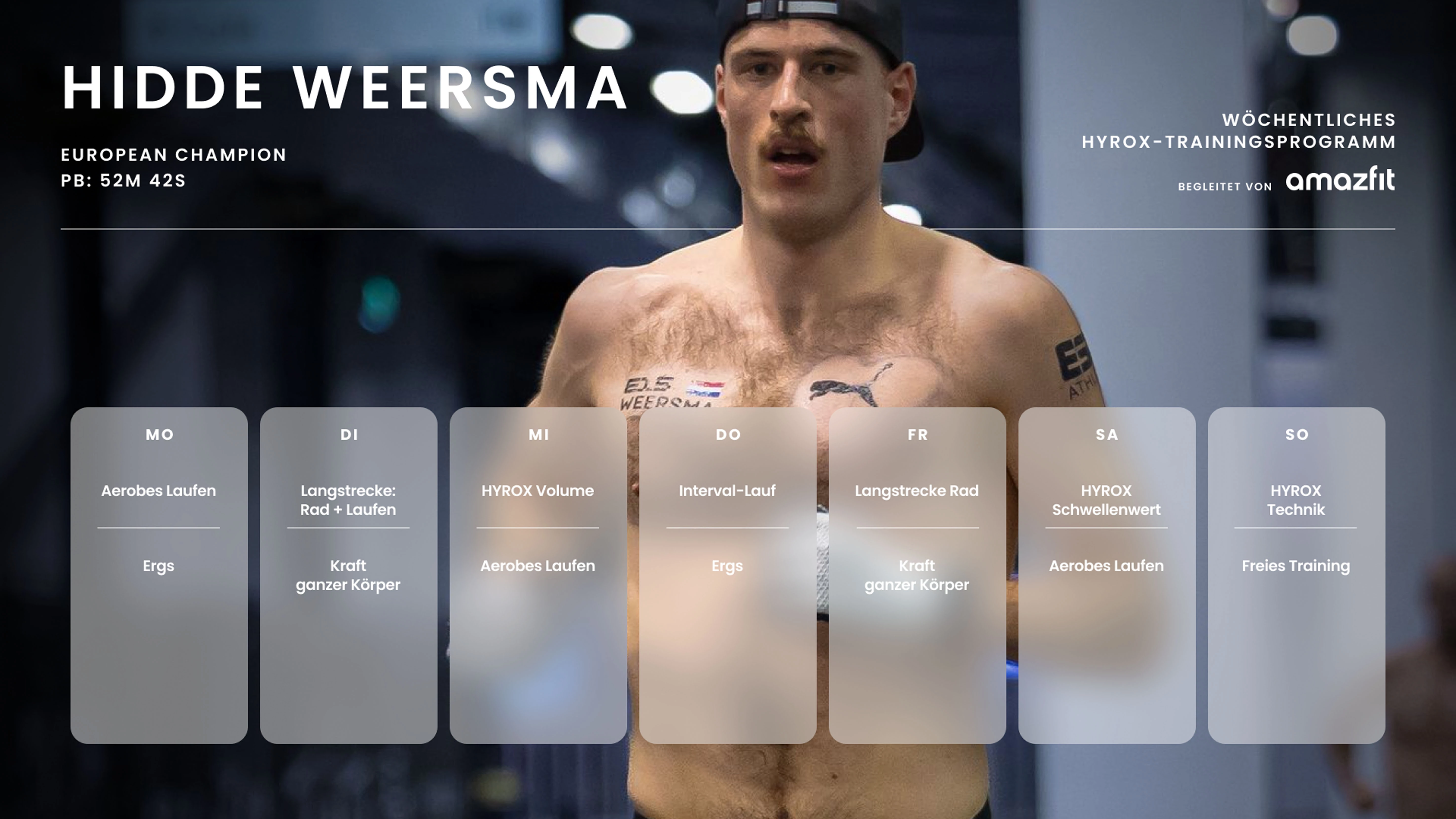 Ein Werkzeug für unsere Hyrox-Fans: Der Trainingsplan von Europameister Hidde Weersma. (c) Amazfit 2026