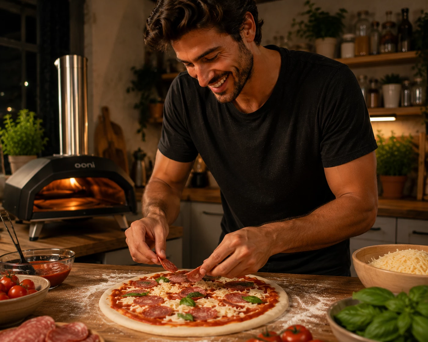 Frisch belegt mit besten Zutaten: So beginnt der perfekte Pizza-Abend in der eigenen Küche (KI-generiert)