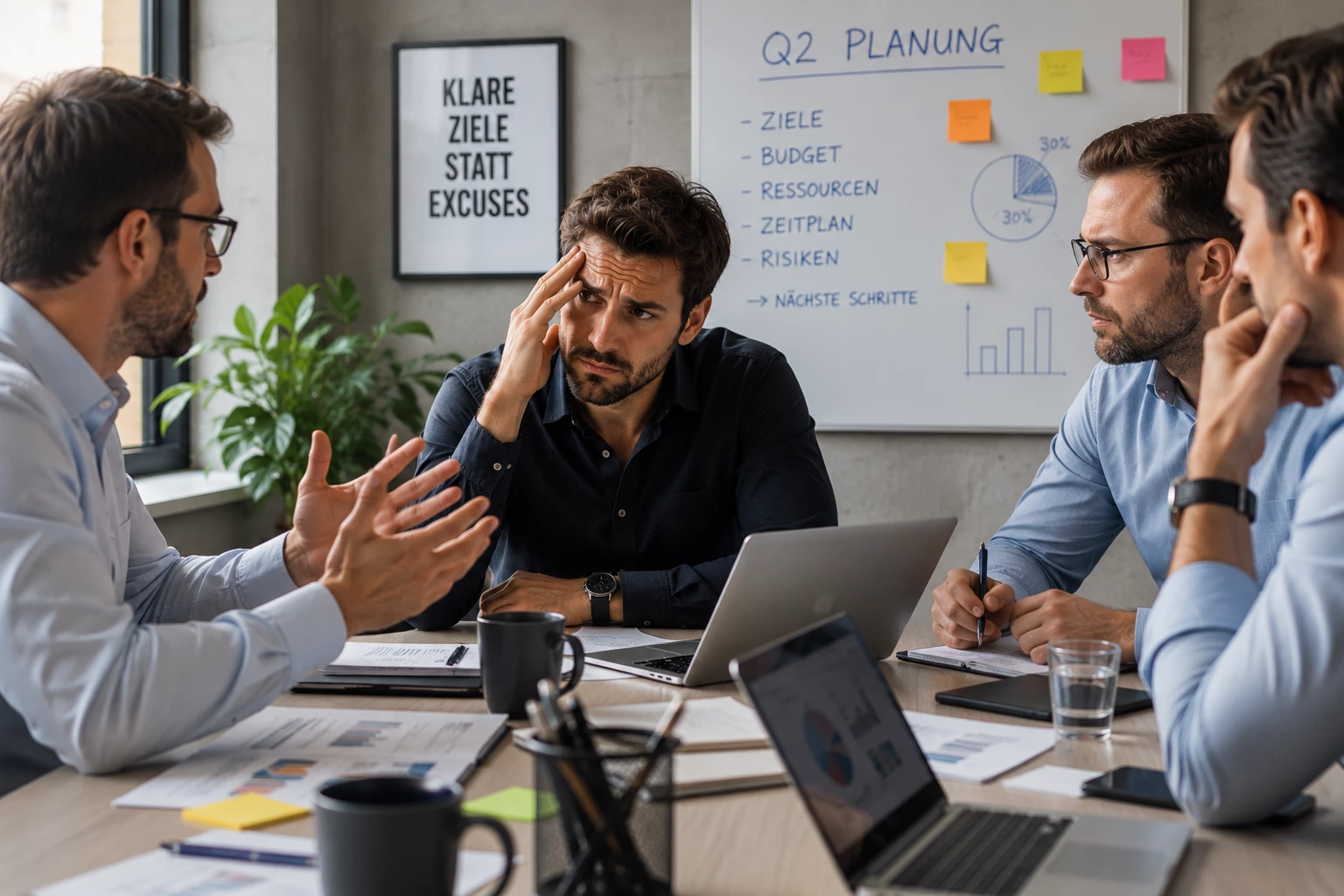 Dauerhafter Druck, Konflikte oder schwierige Meetings können die Freude an der Arbeit erheblich beeinträchtigen. (KI-generiert)
