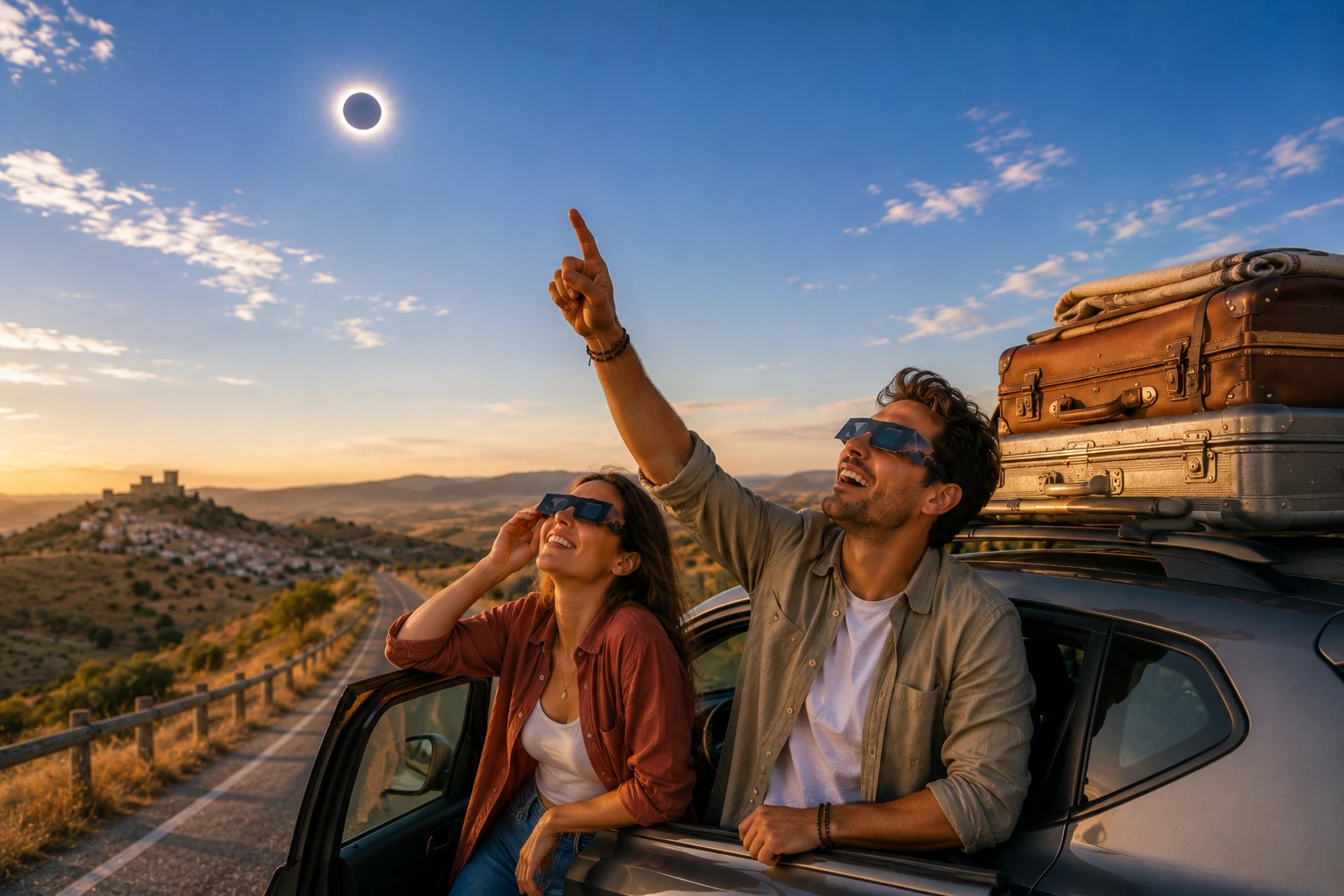 Ein Roadtrip bietet maximale Flexibilität: Wer mobil ist, kann kurzfristig auf die besten Wetterbedingungen reagieren und den idealen Beobachtungsort ansteuern. (KI-generiert)