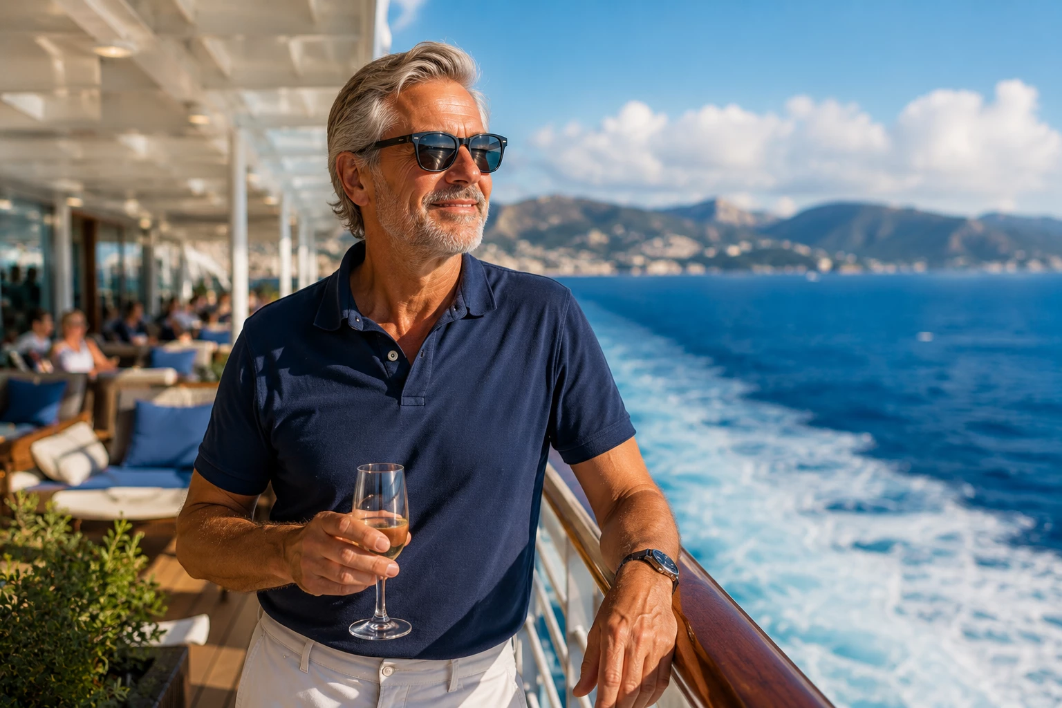 Kreuzfahrten stehen bei vielen Best Agern wieder hoch im Kurs – vor allem wegen Komfort, gutem Essen und entschleunigtem Reisen. (KI-generiert)