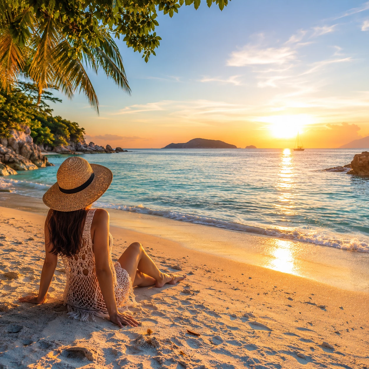 Sehnsuchtsort Strand: Das Zusammenspiel aus Meer, Weite und spektakulären Sonnenuntergängen macht Küsten weltweit zu den beliebtesten Urlaubszielen überhaupt. (KI-generiert)