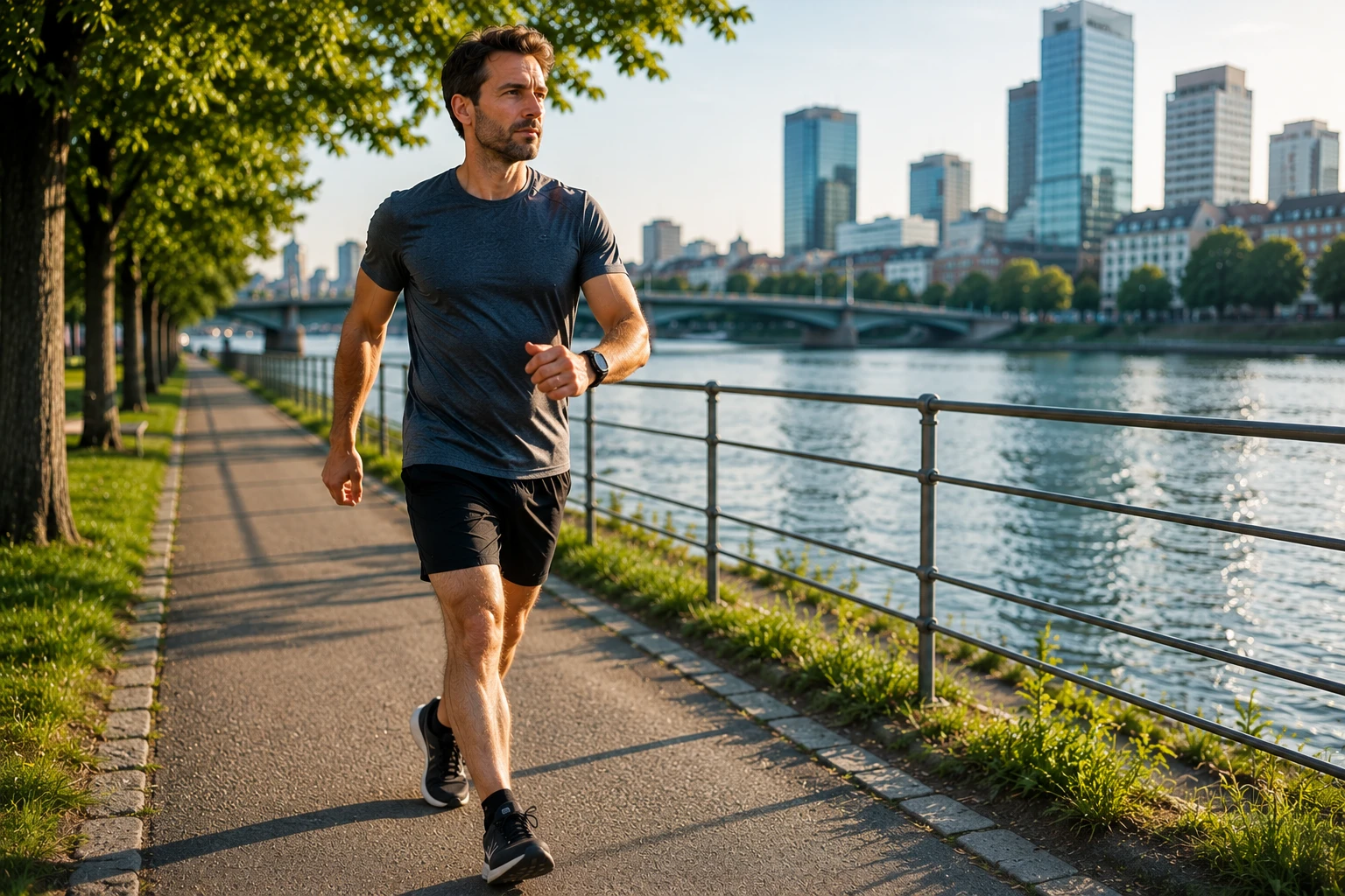 Power-Walking kann gerade nach einer längeren Sportpause eine starke Alternative zum Joggen sein und den Körper kontrolliert wieder an mehr Belastung gewöhnen. (KI-generiert)