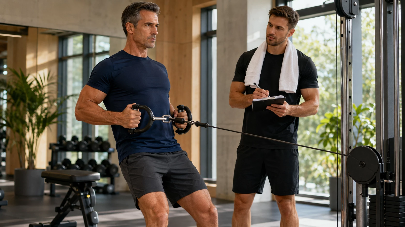Ein strukturierter Trainingsplan und die richtige Technik bilden die Grundlage für Fortschritte – Kreatin kann das Krafttraining ergänzend unterstützen. Bild KI generiert.webp