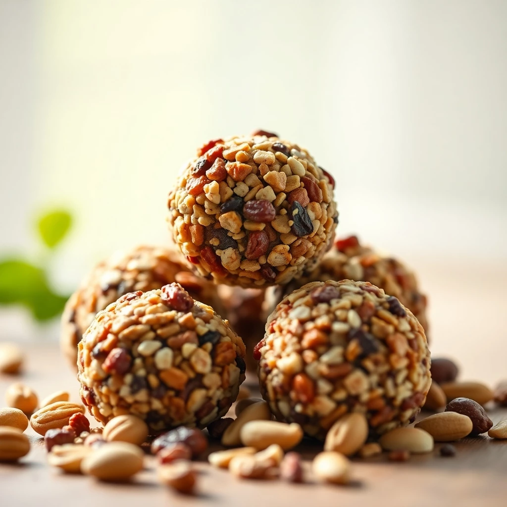 Energiebällchen aus Trockenfrüchten und Nüssen sind schnell selbst gemacht (KI-generiertes Bild)