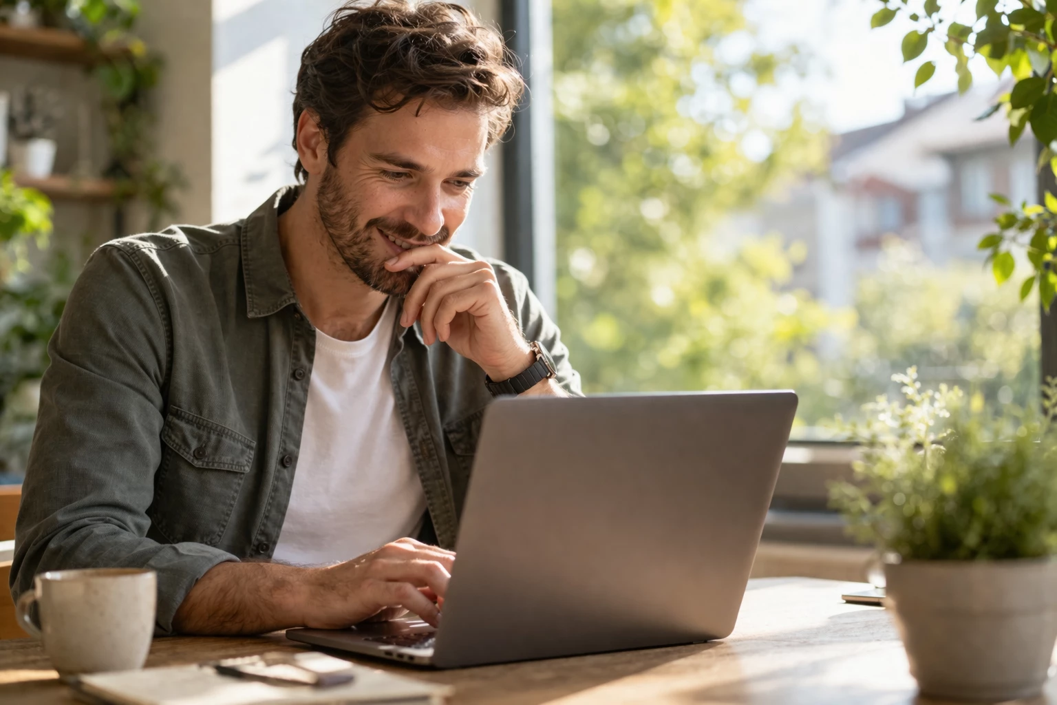 Entspannter Arbeitsplatz mit Online-Banking Gehalt Check Konto 2026.webp