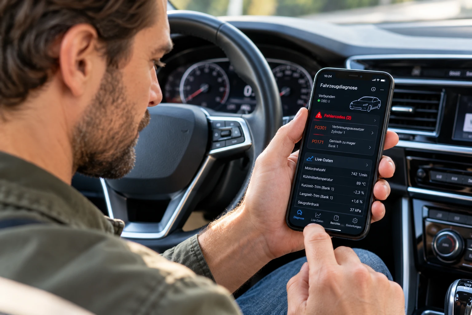 Mit einem Bluetooth-Adapter und der passenden App kannst du Fehlercodes und Fahrzeugdaten direkt auf deinem Smartphone überprüfen.