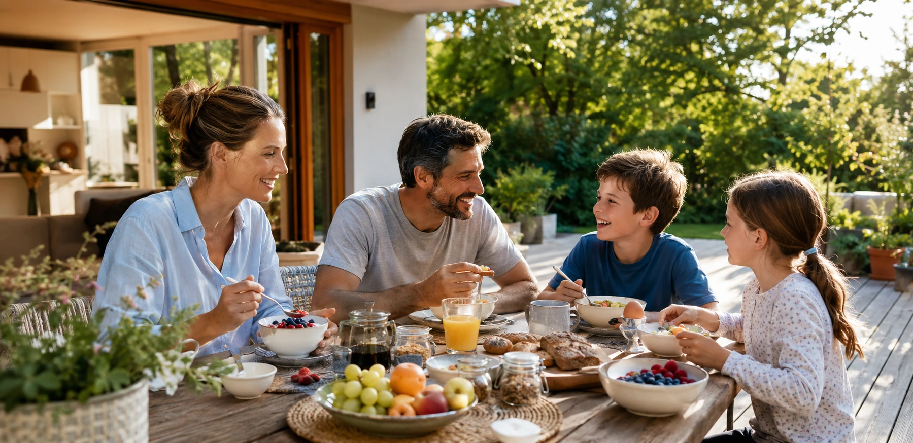 Familienfrühstück zum Start in den Tag (Bild KI generiert).webp