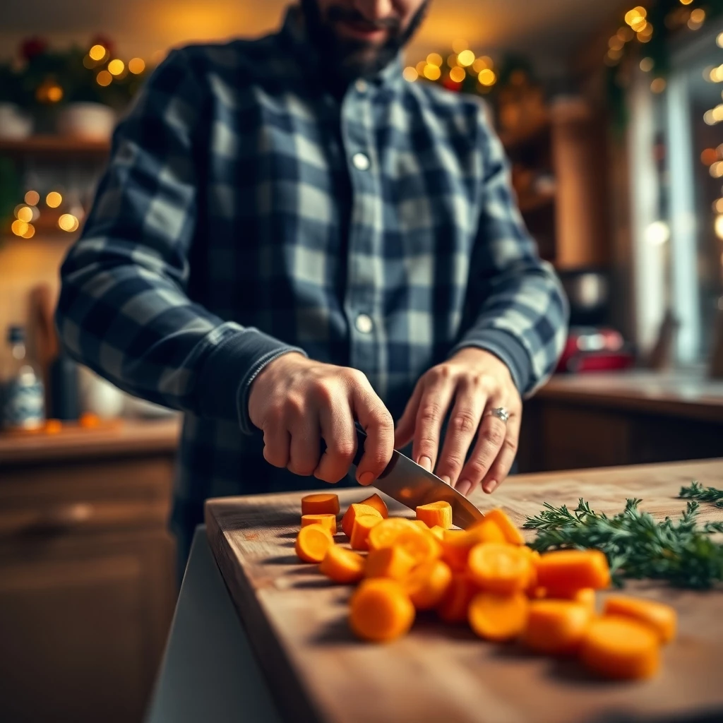 Festliche Küchenvorbereitung für den Weihnachtsbraten