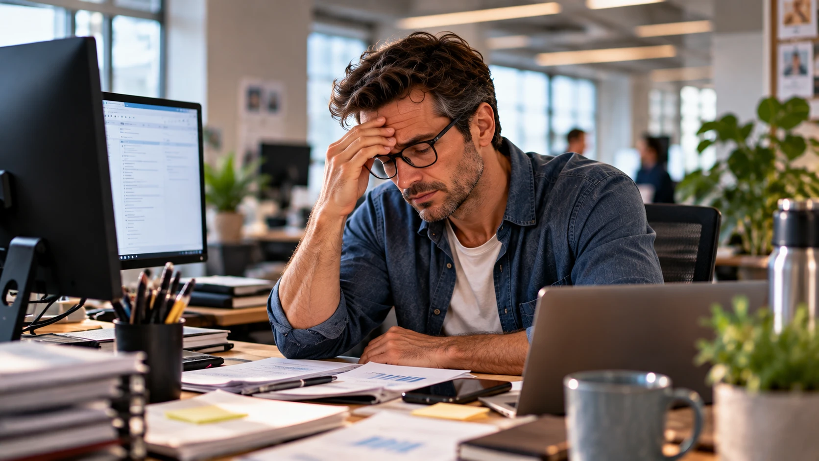 Termindruck, ständige Erreichbarkeit und immer neue Aufgaben: Chronischer Stress im Job kann auf Dauer die psychische und körperliche Gesundheit beeinträchtigen. (KI-generiert)