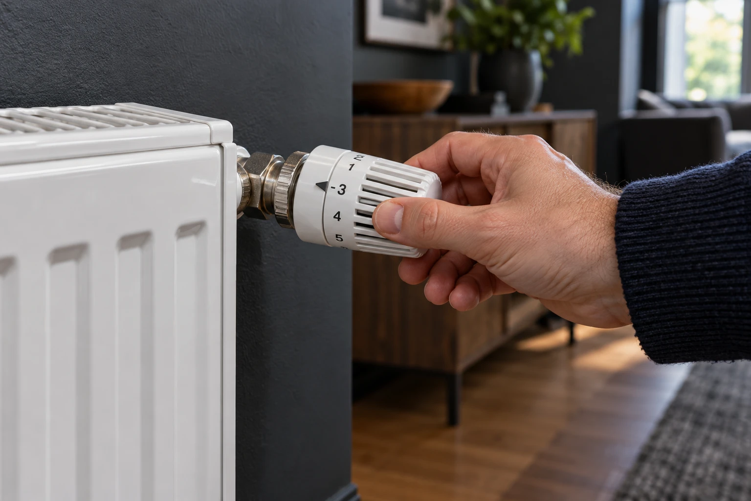 Höher drehen löst nicht jedes Heizproblem: Die Zahlen am Thermostat bestimmen die Zieltemperatur im Raum. (KI-generiert)