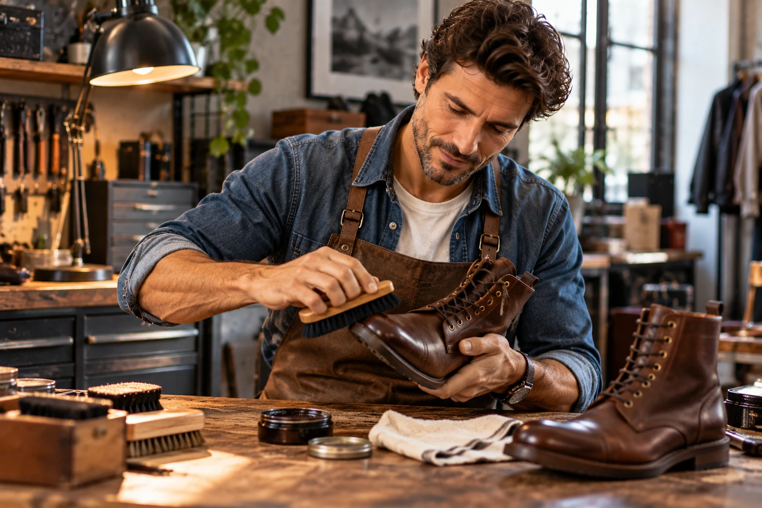 Pflegen statt neu kaufen: Mit der richtigen Behandlung bleiben hochwertige Lederschuhe länger schön. (KI-generiert)