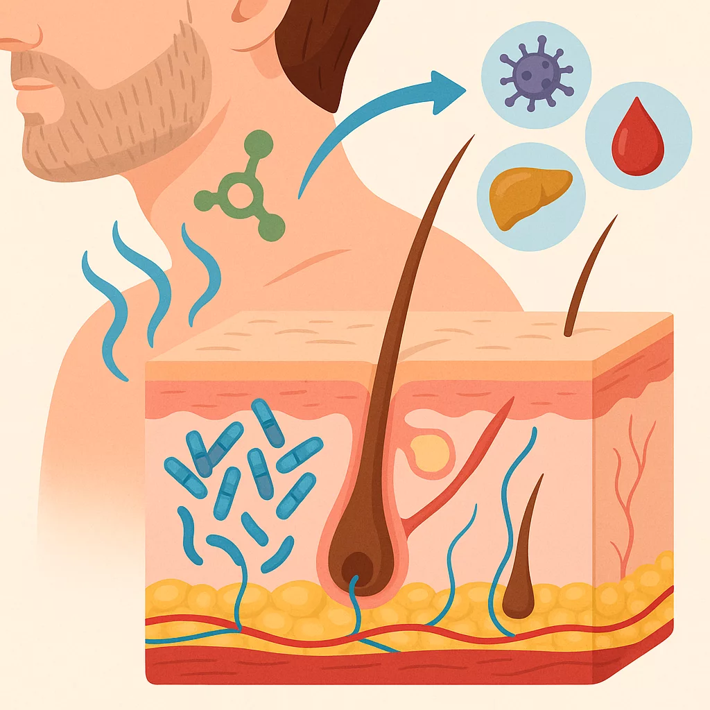 So entsteht Körpergeruch: Schweiß, Bakterien und Stoffwechsel spielen zusammen – manchmal mit gesundheitlichen Hinweisen.