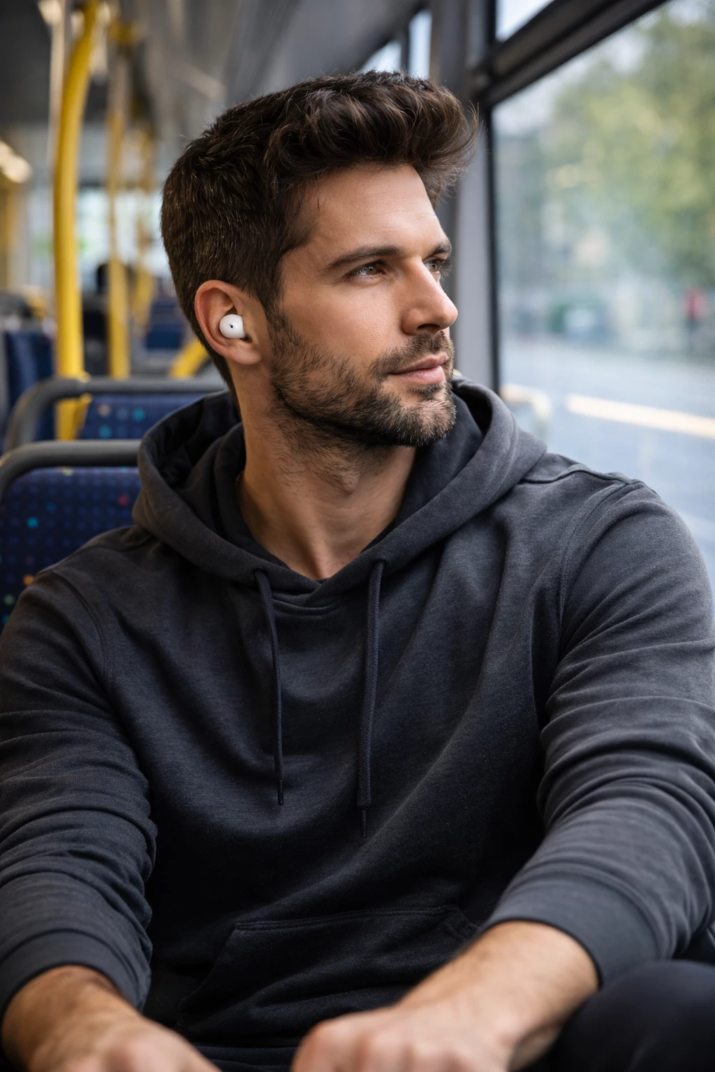 Pendeln ohne Lärm: In-Ear-Noise-Cancelling sorgt unterwegs für Ruhe und klaren Sound – selbst im vollen Bus. 🎧🚌