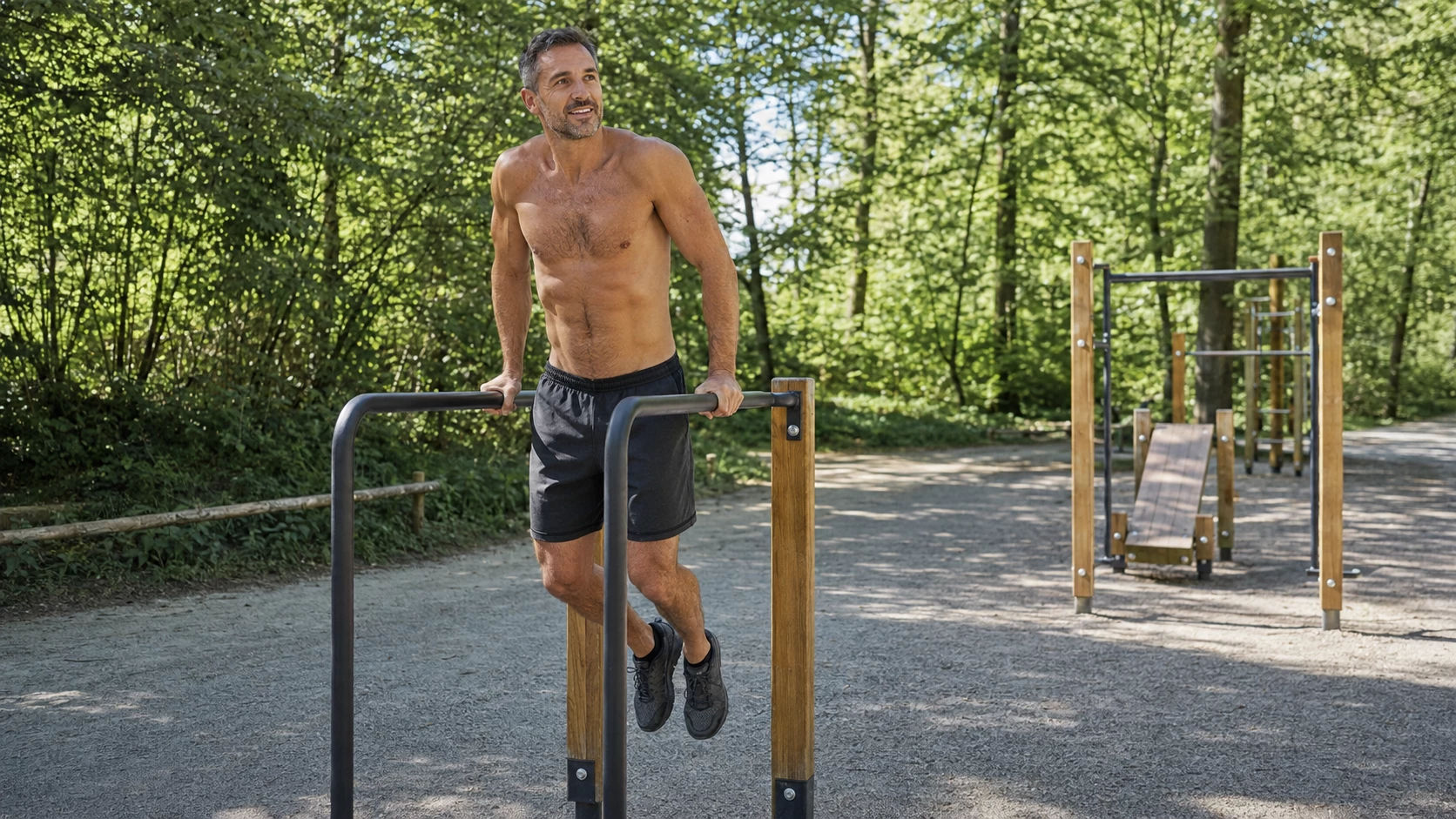Krafttraining funktioniert auch ohne Fitnessstudio Übungen mit dem eigenen Körpergewicht setzen effektive Trainingsreize und lassen sich ideal ins Outdoor-Training integrieren. Bild KI generiert.webp