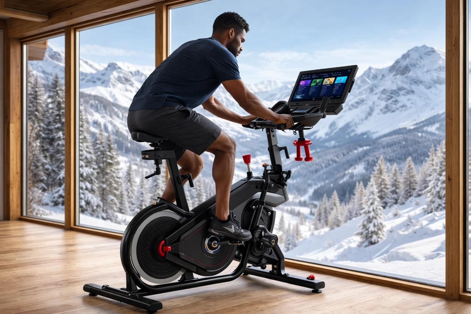 Alle Systeme setzen auf App-Training – unterscheiden sich aber stark in Integration und Fokus. Hier das Bowflex Velocore. Bike ähnlich, wie im Bild. KI-Bild