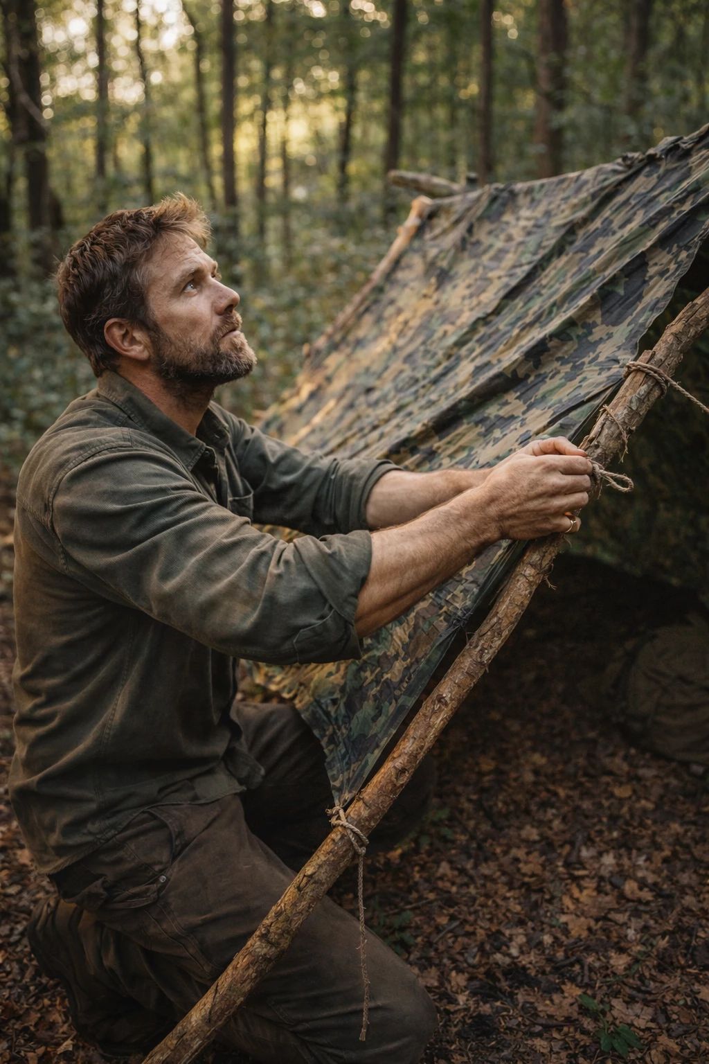 Ein funktionierender Shelter spart Kraft, Nerven und im Zweifel eine miserable Nacht (KI-generiert)