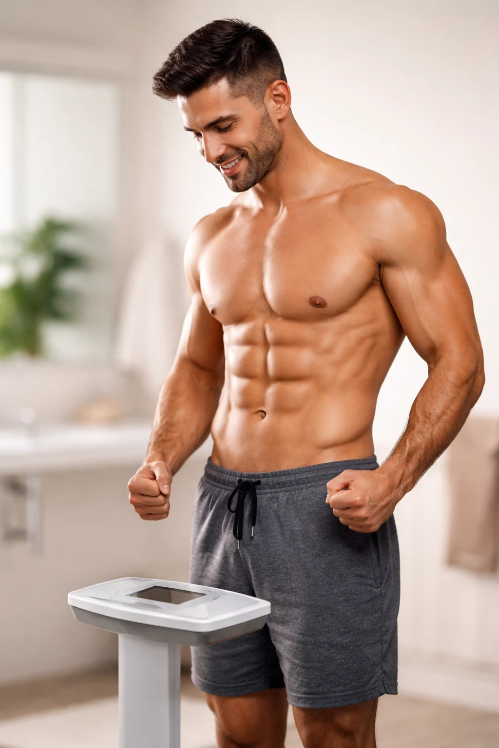 Fortschritt ist mehr als eine Zahl: Muskelaufbau verändert den Körper oft sichtbar, bevor sich das Gewicht deutlich auf der Waage zeigt. (KI-generiert)